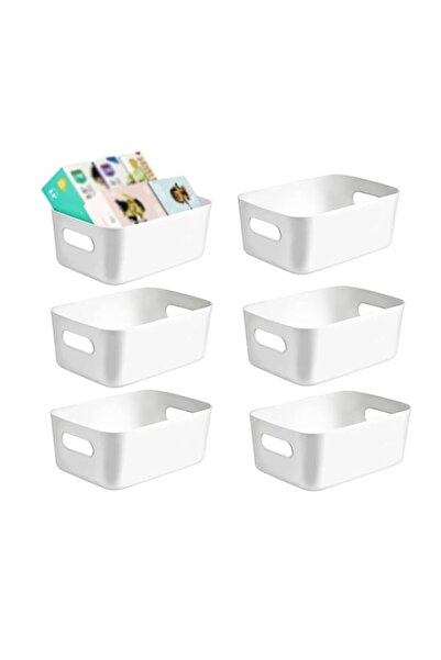 Generic صناديق تخزين بلاستيكية، 6 قطع من حاويات تنظيم المؤن الصغيرة بمقبض، سل...