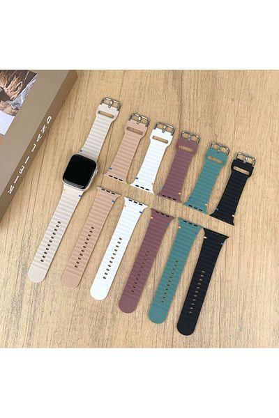 REDz Accessories Ocean Wave Adjustable Strap for Apple Watch, Silicone, Sport, Green - 44/45/46/49 mm