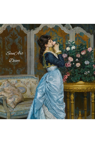 Sanart Картина в рамка, репродукция на маслена картина, картина в рамка, артистичен декор, портретна картина