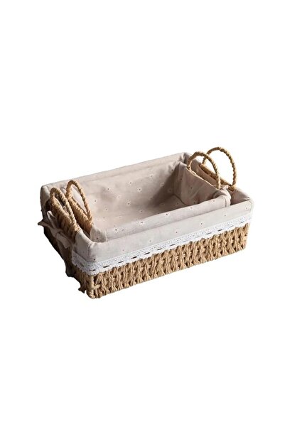 Generic سلال تخزين منسوجة من ورق الحبال من كوزي نيست، مغلفة بالقماش وبطانة قا...