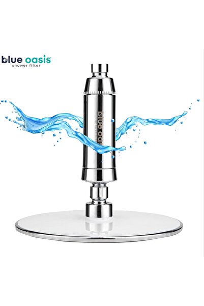 Blue Oasis Shower Filter Rain Bundle | Stainless Steel & ABS Rainfall Head Cylindrical Silver 2 Dual