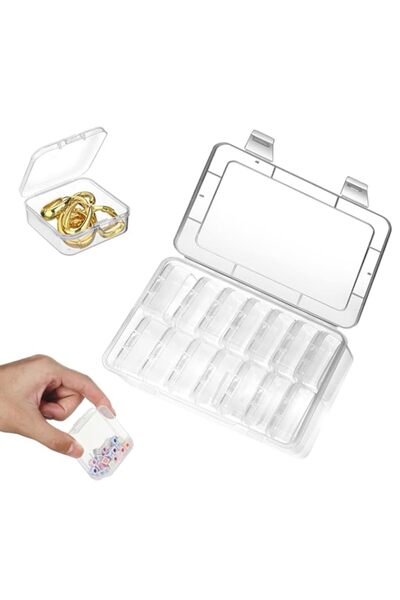 Generic دووماما، 15 قطعة من حاويات تخزين الخرز الشفافة الصغيرة - حافظات بلاست...