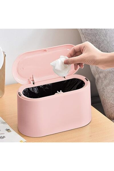 Generic Joyzzz Mini Trash Can with Lid, White Compact Garbage Bin with Press-...