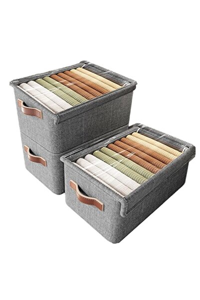 Generic مجموعة من 3 صناديق تخزين لتنظيم الملابس - مكعبات تخزين قماشية قابلة ل...