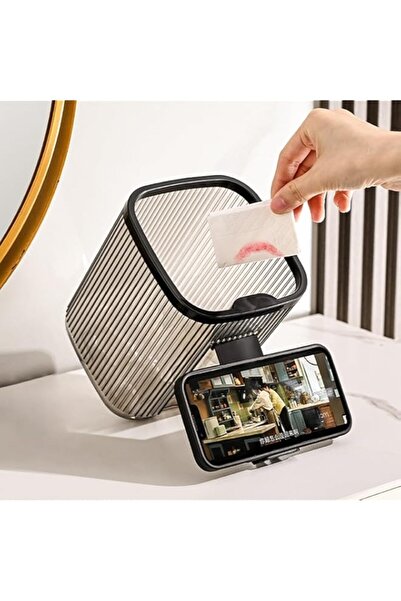 Generic سلة مهملات صغيرة شفافة توضع على سطح الطاولة، حامل أكياس قمامة صغير، س...