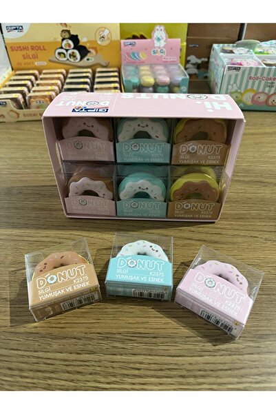 Gıpta DONUT SİLGİ 3 ADET - BEZ ÇANTA HEDİYELİ