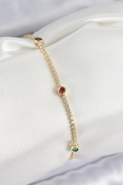 shopwave Brass Zircon Stone Assortment Model Gold Color Women's Bracelet