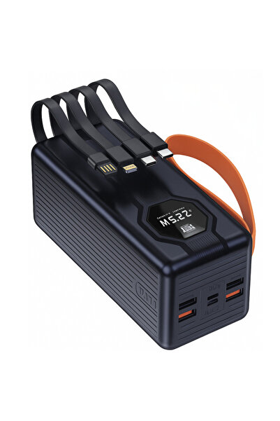 celibery CE-06 باور بانك 50000 مللي أمبير/ساعة بمنفذين وشحن سريع 22.5 وات بتقنية PD - مخرج 120 وات، كابلات مدمجة، أسود