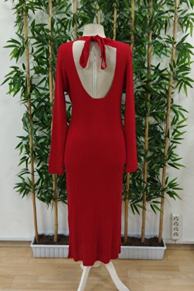 Mossta Long Sleeve Turtleneck Dress with Back Window Detail