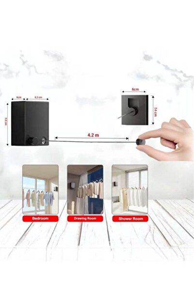 Generic مجفف ملابس منزلي قابل للسحب للشرفة مع سلسلة حبل قابلة للتعديل