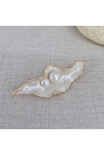 PİNA HEDİYELİK AKSESUAR Taşlı Deniz Kabuğu İnci Broş Yaka İğnesi Sevgililer G...