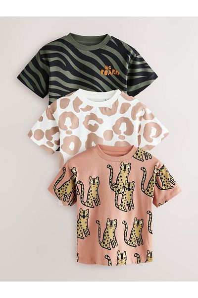 Next Baby Σετ μπλουζάκια με κοντό μανίκι 100% βαμβακερό Animal Print