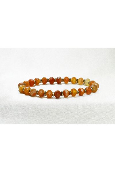 ILGIN DOĞAL TAŞ TAKI Diamond Cut Agate and Hematite Women's Natural Stone Bracelet
