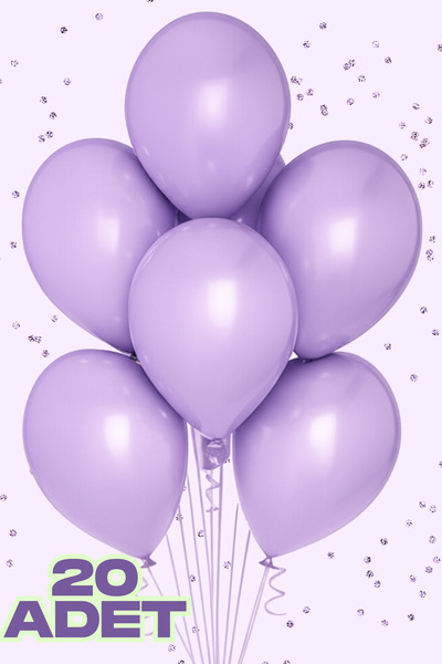 Baloncu Nene 20 Pieces Metallic Lilac Shiny Balloon Birthday Celebration Ornament and Material