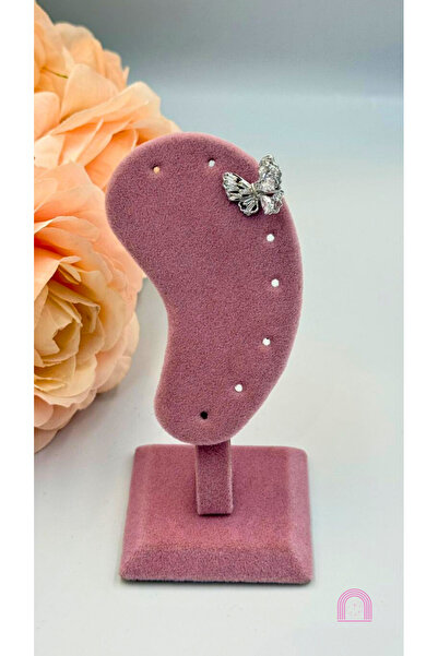 Moond Accessories أقراط شريحة فضية اللون مع تفاصيل فراشة فولاذية