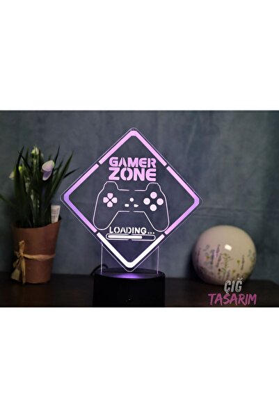 Çığ Tasarım 3D LED Işık Gamer Zone LED Masa Lambası Oyun Alanı Işıklı Dekor G...