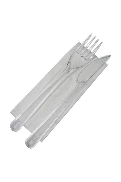 HORECA Set de 100 de biscuiți reutilizabili - furculiță, cuțit și șervețel