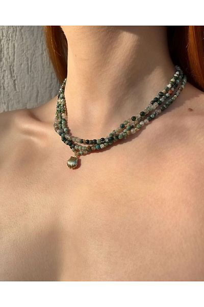 eyla collection Hinora Indian Agate Natural Stone Necklace