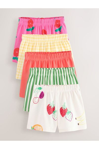 Next Baby Cotton Red Blue Fruit Patterned 5-Piece Shorts Set