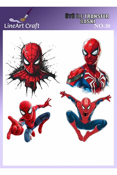 LİNEART Örümcek Adam Desenli Ütü İle Transfer Baskı & Kumaş Transfer No:KMŞ30...