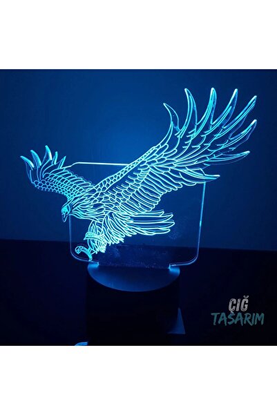 Çığ Tasarım 3D LED Işık Kartal LED Gece Lambası Kartal Temalı 3D LED Lamba 3D...