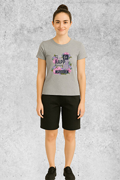 MOLICO Basic Unisex Crew Neck Short Sleeve Happy You Printed Tshirt