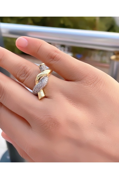 VEGALUXE Çelik Tasarım Yüzük Taşlı