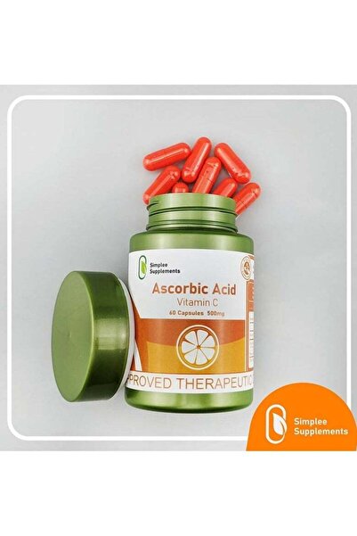 Simplee Supplements مكمل سيمبلي حمض الأسكوربيك فيتامين سي 60 كبسولة 500 ملغ