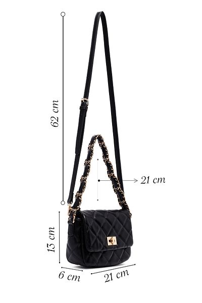 Derimod Women's Black Long Strap Quilted Shoulder Bag 25Abd2613Kp