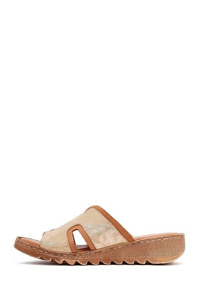 Derimod Women's Tan Leather Comfort Slippers 25Sfd410214