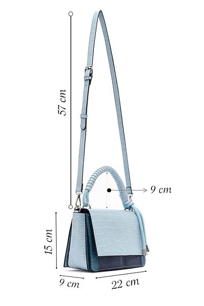 Derimod Women's Blue Long Strap Crocodile Patterned Crossbody Bag 25Abd2706E3