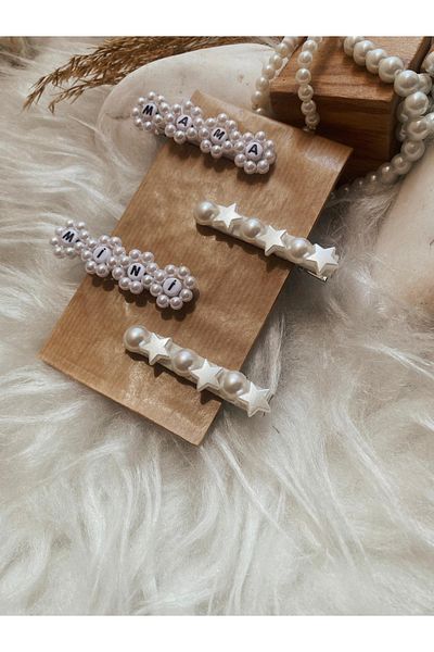 GOER STORE Pearl Detailed Mother-Daughter Buckle Set