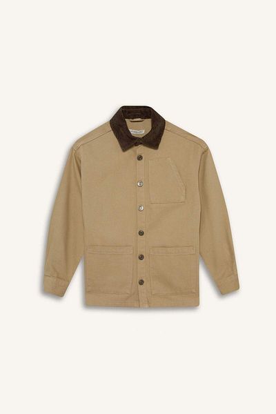 DeFacto Boy's Oversize Wide Fit Polo Neck Gabardine Long Sleeve School Shirt F2482A825Au