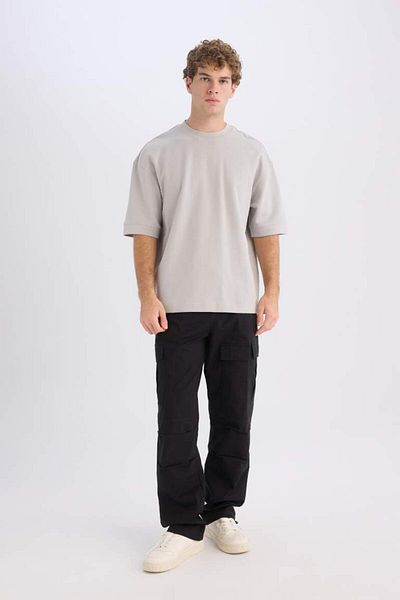 DeFacto New Season Loose Fit Crew Neck Short Sleeve Heavy Fabric Basic Plain T-Shirt