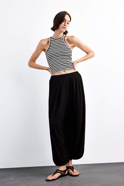 DeFacto Baggy Fit Normal Waist Jogger Leg Ankle Length Modal Trousers G0671Ax25Sm