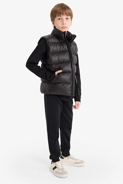 DeFacto Boy's Water Repellent Zippered Stand Collar down Vest F3092A825Au