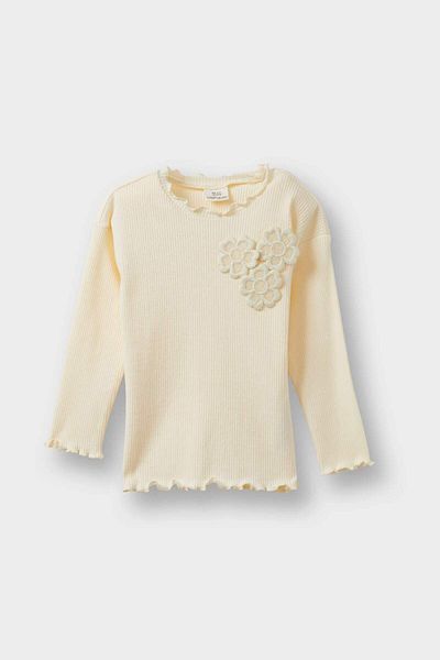 DeFacto Baby Girl Standard Fit Floral Ribbed Camisole Long Sleeve T-Shirt G1372A525Au
