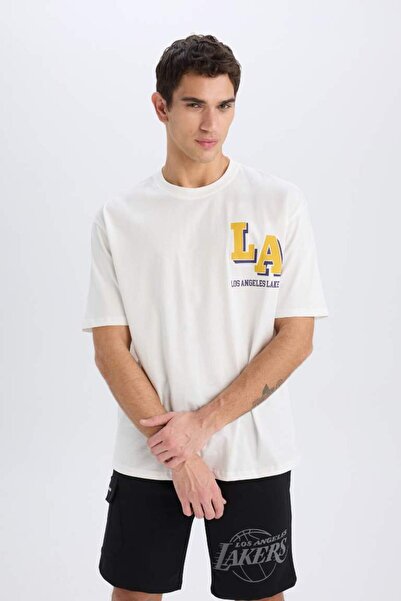 DeFacto Nba Los Angeles Lakers Oversize Crew Neck Short Sleeve T-Shirt - B3894Ax24Sp