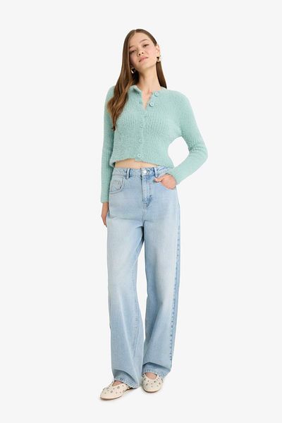 DeFacto Coool Slim Fit Slim Fit Crew Neck Knitwear Cardigan Z9318Az25Wn