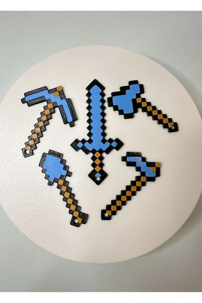 You Toys Minecraft Anahtarlık Mini Kılıç+Balta+Kürek+Kazma+Çapa 5li set