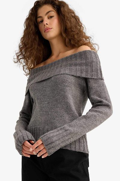 DeFacto Slim Fit Slim Fit Open Shoulder Sweater E8345Ax25Wn