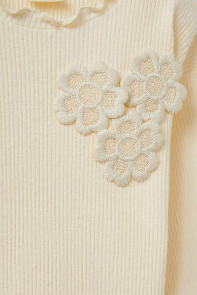 DeFacto Baby Girl Standard Fit Floral Ribbed Camisole Long Sleeve T-Shirt G1372A525Au