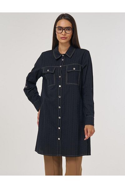 Kayra 100% Cotton Double Pocket Tunic Black