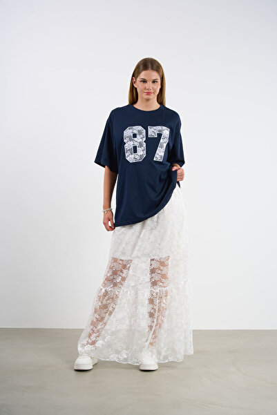 HANIQA Lace Skirt and Printed T-Shirt Set |   44-50 |   25232