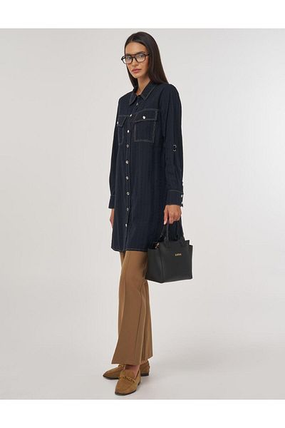 Kayra 100% Cotton Double Pocket Tunic Black