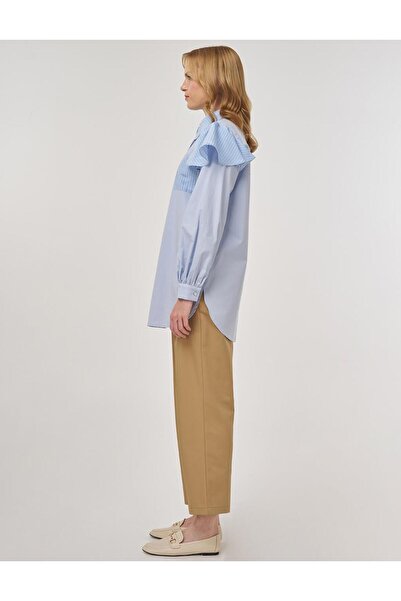 KYR Ruffle Detailed Cotton Tunic Blue