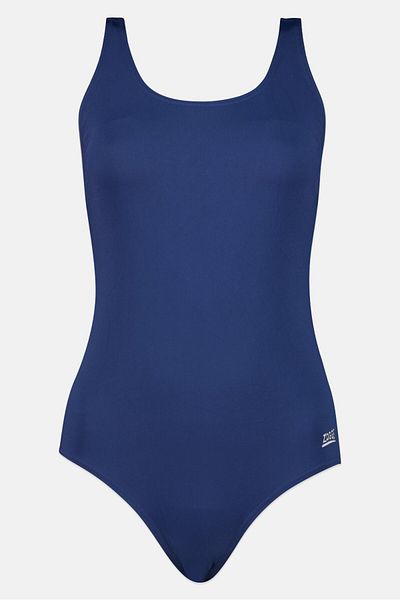 Zoggs Women Non Padded Embroidered Logo One Piece Swimwear, Navy