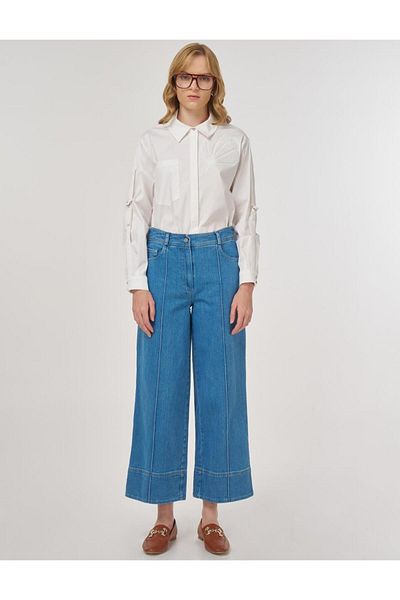 Kayra Çima Stitched Denim Trousers Blue