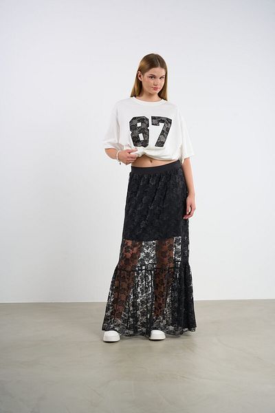 HANIQA Lace Skirt and Printed T-Shirt Set |   44-50 |   25232
