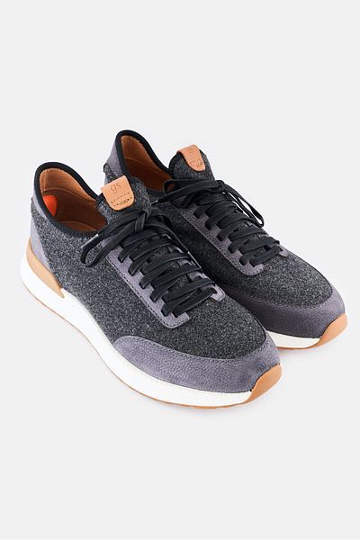 Gentle Souls Men Medium Laurence Stretch Jogger Lace Up Casual Shoes, Dark Grey
